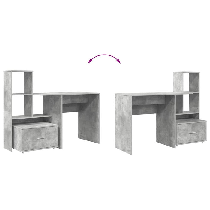 Birou cu sertar Gri beton 131.5 x 50 x 106.5 cm Lemn compozit - WALTI WALTI