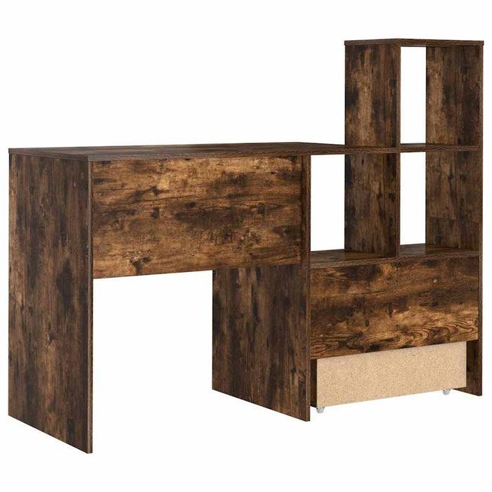 Birou cu raft Stejar afumat 131.5 x 50 x 106.5 cm Lemn compozit - WALTI WALTI