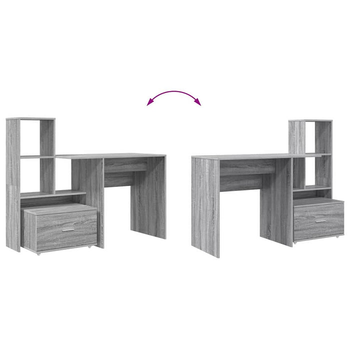 Birou cu sertar sonoma gri 131.5 x 50 x 106.5 cm Lemn compozit - WALTI WALTI