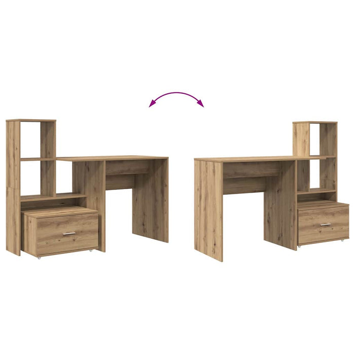 Birou stejar artizanal 131.5 x 50 x 106.5 cm Lemn compozit - WALTI WALTI