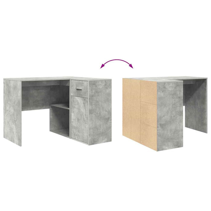 birou de colț gri beton 102x88x75 cm lemn ingineresc - WALTI WALTI