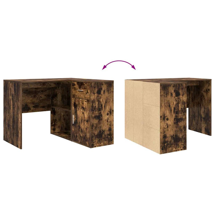 Birou de Colț Stejar Afumat 102x88x75 cm Lemn Ingineresc - WALTI WALTI