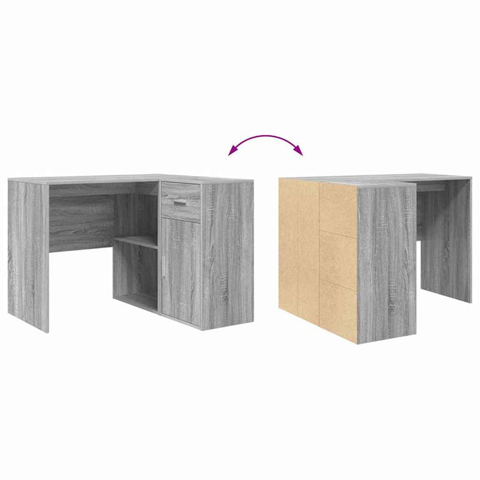 Birou de colț cu raft sonoma gri 102 x 50 x 75 cm Lemn compozit - WALTI WALTI
