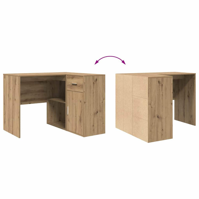 birou colțar de stejar artizanal 102x88x75 cm din lemn aglomerat - WALTI WALTI