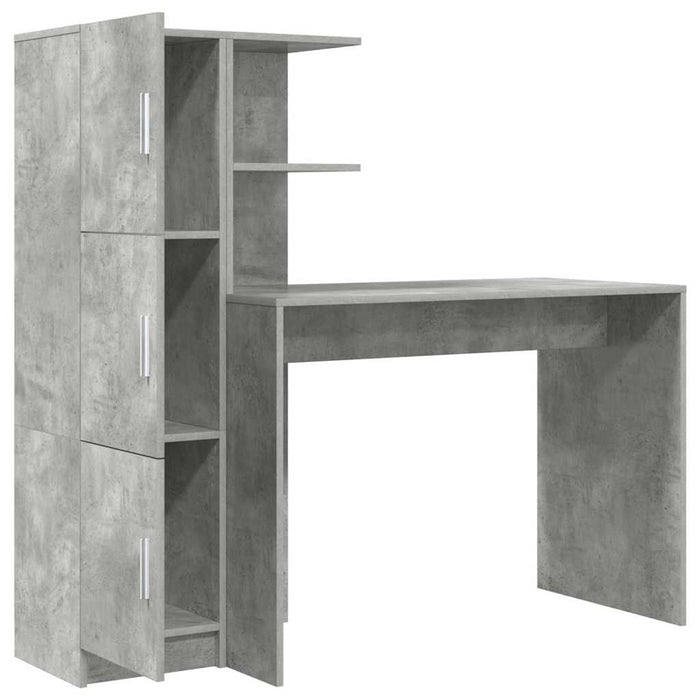 Birou cu spațiu de depozitare cu raft 2 pcs Gri din beton - WALTI WALTI