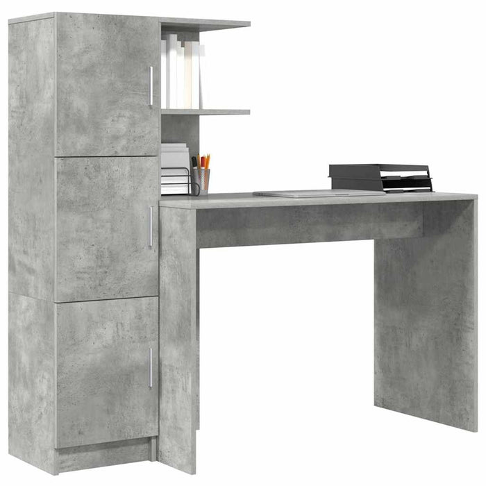 Birou cu spațiu de depozitare cu raft 2 pcs Gri din beton - WALTI WALTI