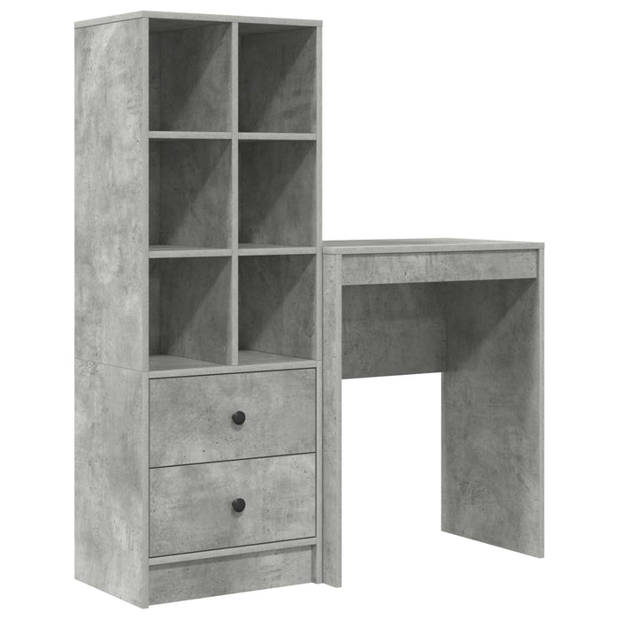 Birou cu sertar cu raft cu depozitare 2 pcs Gri din beton - WALTI WALTI