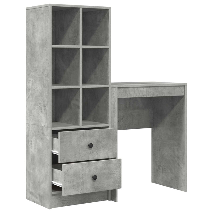 Birou cu sertar cu raft cu depozitare 2 pcs Gri din beton - WALTI WALTI