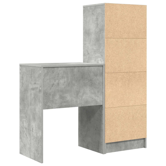 Birou cu sertar cu raft cu depozitare 2 pcs Gri din beton - WALTI WALTI
