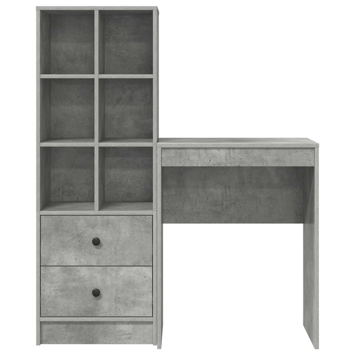 Birou cu sertar cu raft cu depozitare 2 pcs Gri din beton - WALTI WALTI