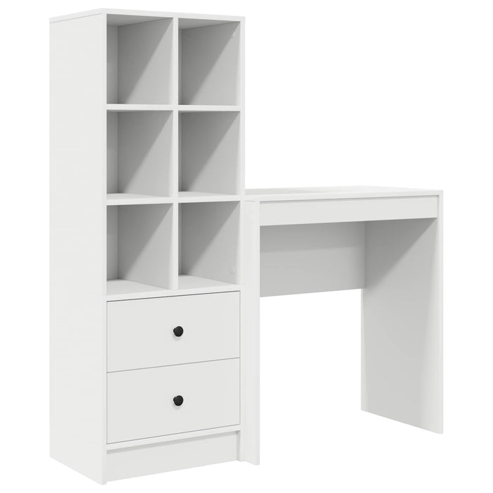 Birou cu sertar cu raft cu depozitare 2 pcs Alb WALTI