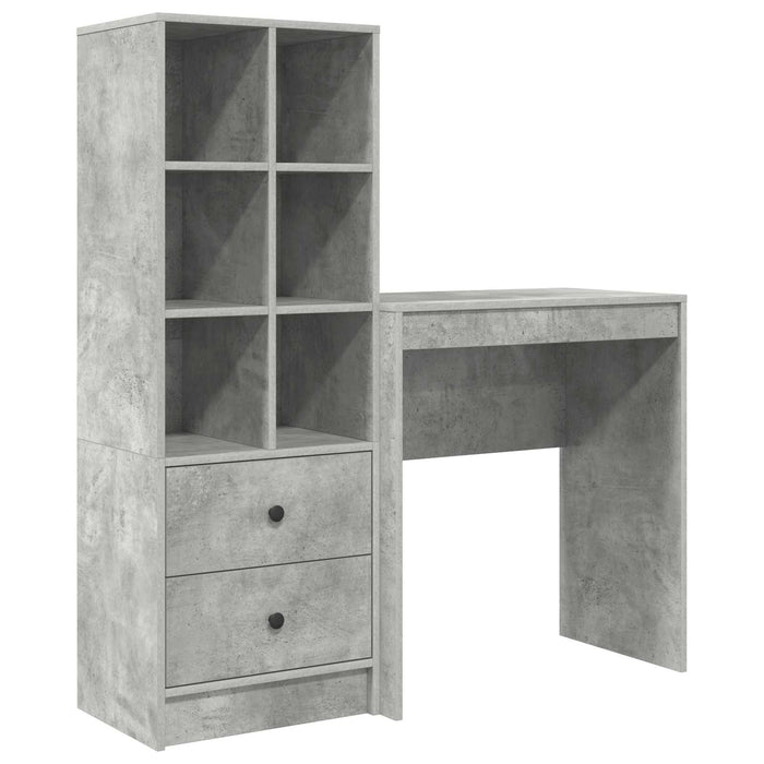 Birou cu sertar cu raft cu depozitare 2 pcs Gri din beton - WALTI WALTI
