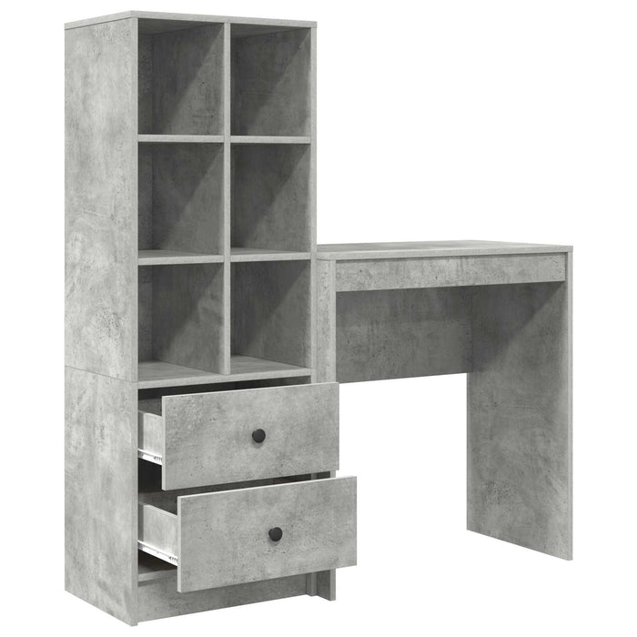 Birou cu sertar cu raft cu depozitare 2 pcs Gri din beton - WALTI WALTI