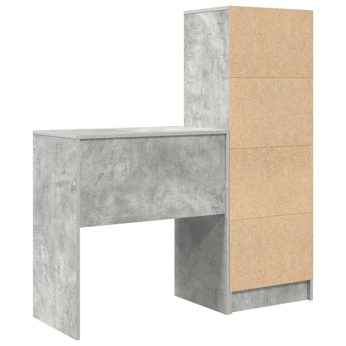 Birou cu sertar cu raft cu depozitare 2 pcs Gri din beton - WALTI WALTI