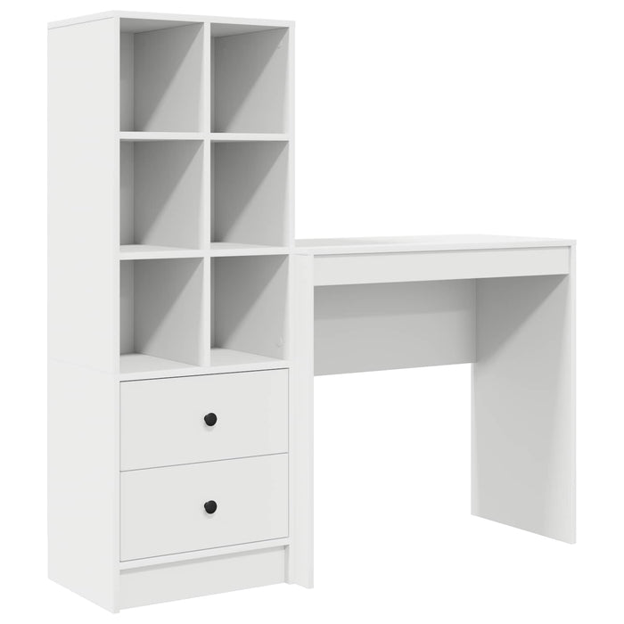 Birou cu sertar cu raft cu depozitare 2 pcs Alb WALTI