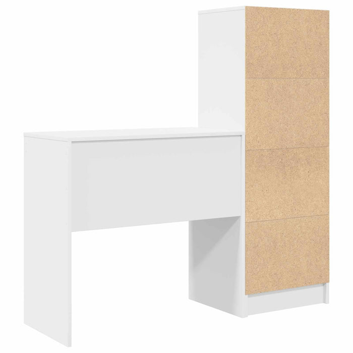Birou cu sertar cu raft cu depozitare 2 pcs Alb WALTI