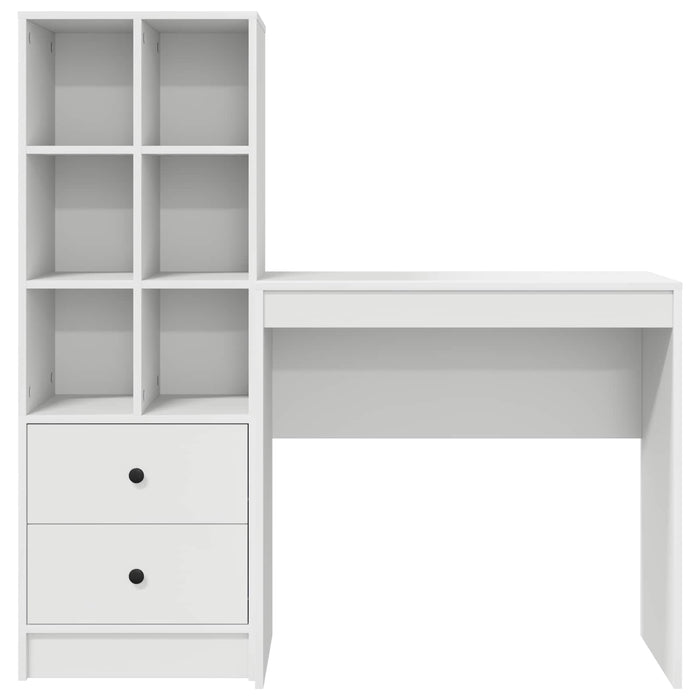 Birou cu sertar cu raft cu depozitare 2 pcs Alb WALTI