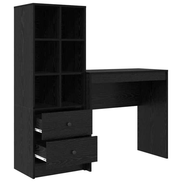 Birou cu sertar cu raft cu depozitare 2 pcs Stejar Negru - WALTI WALTI