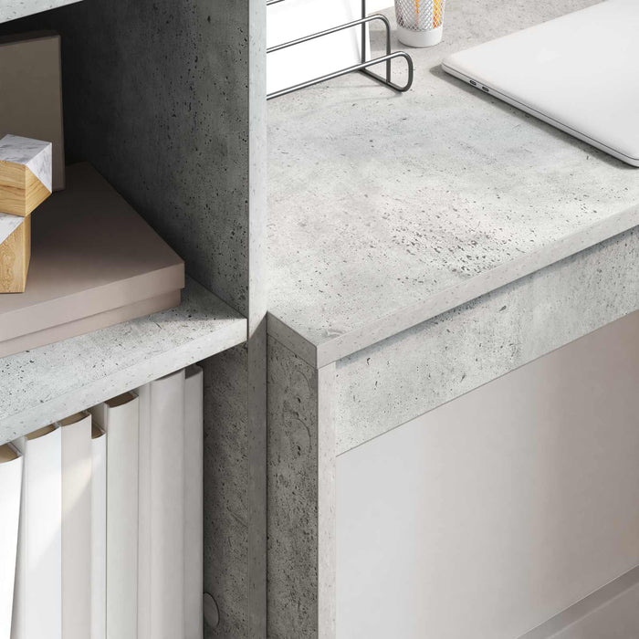 Birou cu sertar cu raft cu depozitare 2 pcs Gri din beton - WALTI WALTI