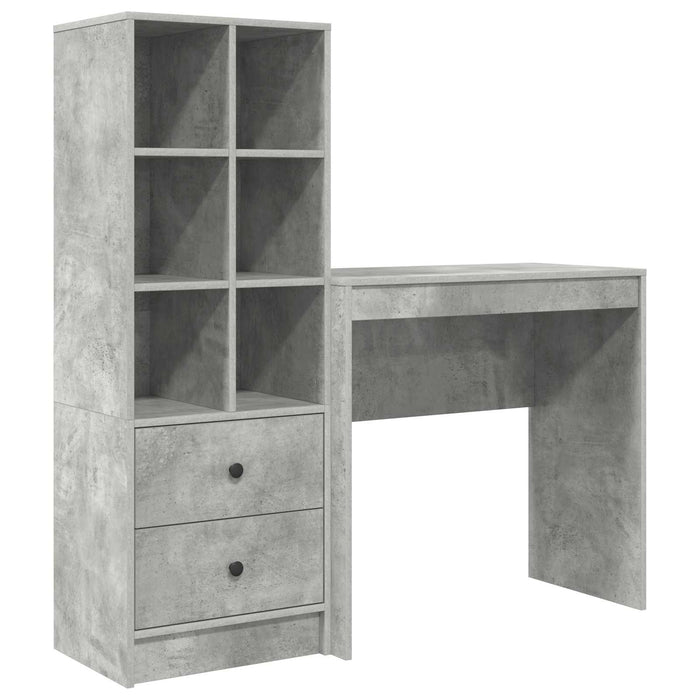 Birou cu sertar cu raft cu depozitare 2 pcs Gri din beton - WALTI WALTI