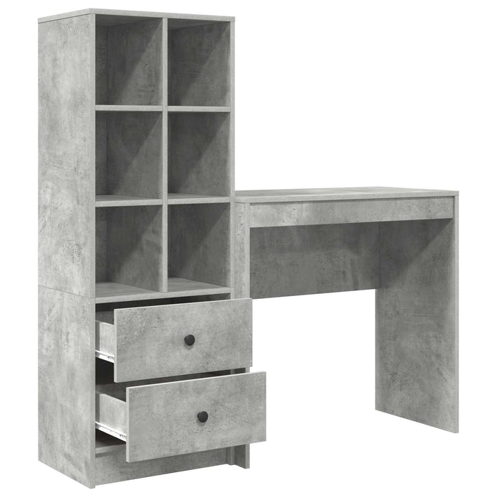 Birou cu sertar cu raft cu depozitare 2 pcs Gri din beton - WALTI WALTI