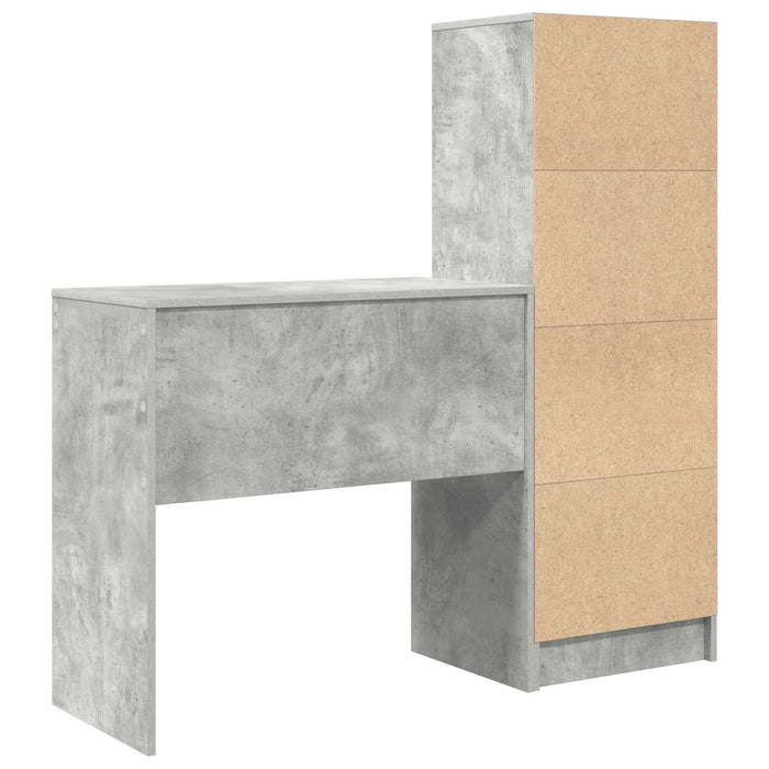 Birou cu sertar cu raft cu depozitare 2 pcs Gri din beton - WALTI WALTI