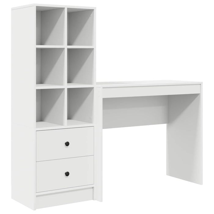 Birou cu sertar cu raft cu depozitare 2 pcs Alb WALTI