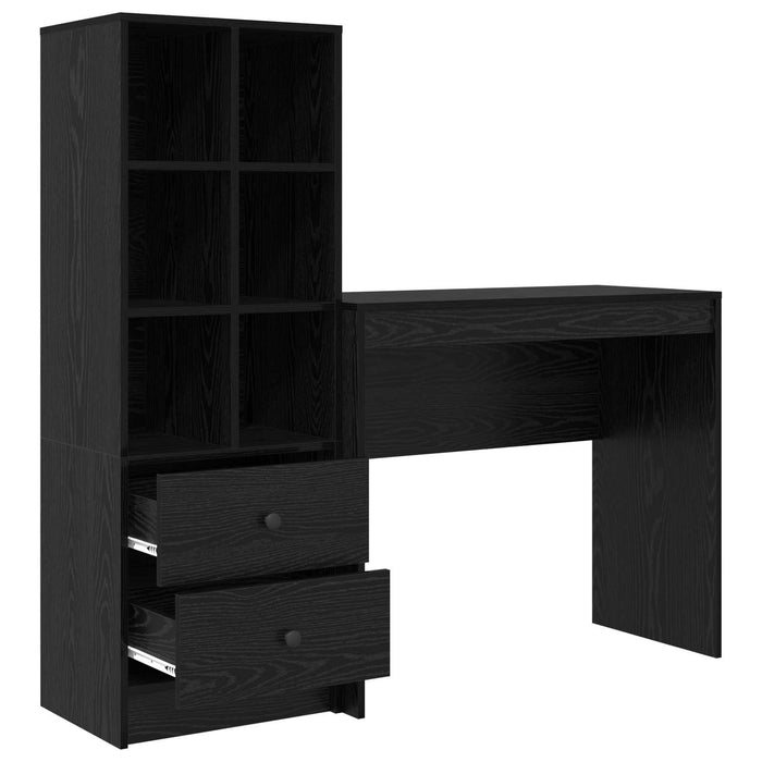 Birou cu sertar cu raft cu depozitare 2 pcs Stejar Negru - WALTI WALTI