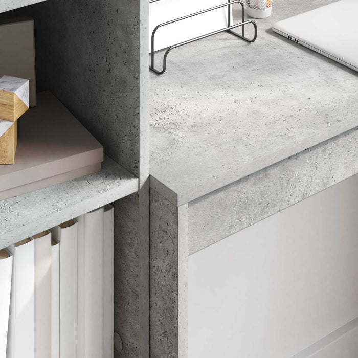 Birou cu sertar cu raft cu depozitare 2 pcs Gri din beton - WALTI WALTI