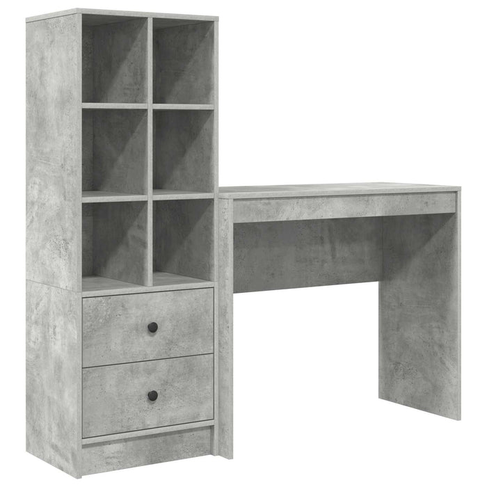 Birou cu sertar cu raft cu depozitare 2 pcs Gri din beton - WALTI WALTI