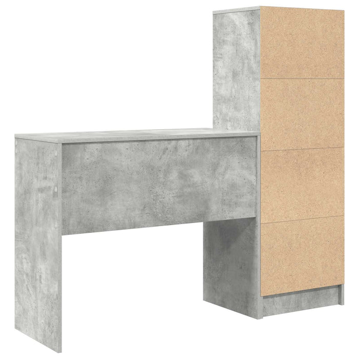 Birou cu sertar cu raft cu depozitare 2 pcs Gri din beton - WALTI WALTI