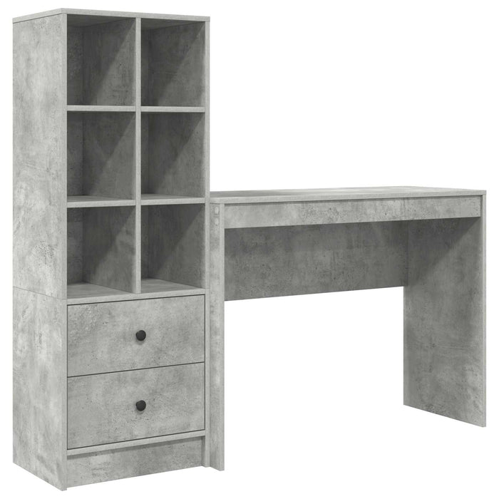 Birou cu sertar cu raft cu depozitare 2 pcs Gri din beton - WALTI WALTI
