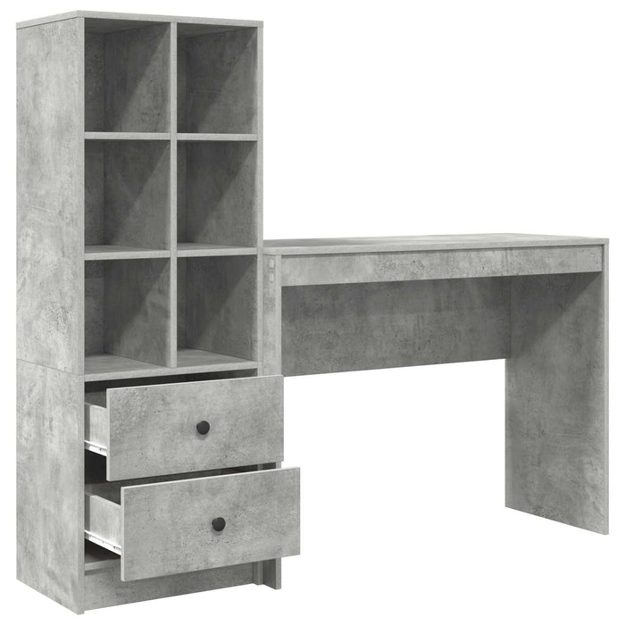 Birou cu sertar cu raft cu depozitare 2 pcs Gri din beton - WALTI WALTI