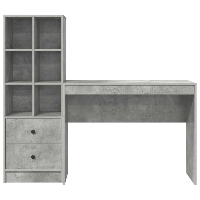 Birou cu sertar cu raft cu depozitare 2 pcs Gri din beton - WALTI WALTI
