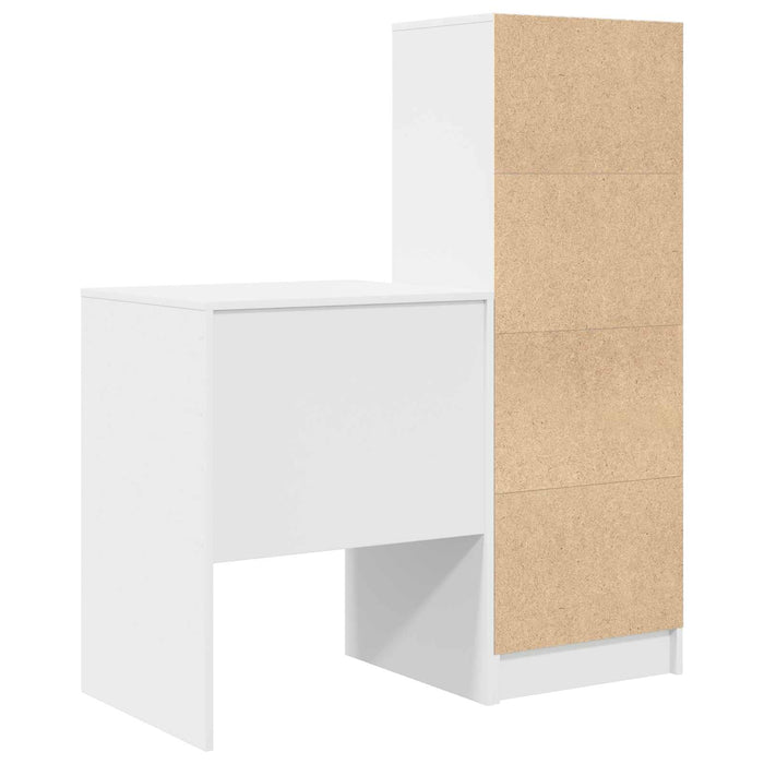 Birou cu sertar cu raft cu depozitare 2 pcs Alb WALTI