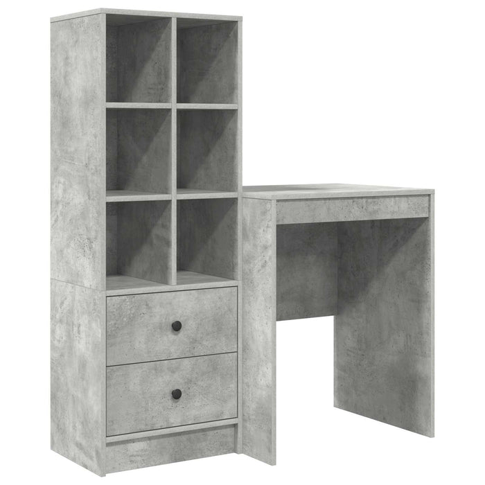 Birou cu sertar cu raft cu depozitare 2 pcs Gri din beton - WALTI WALTI
