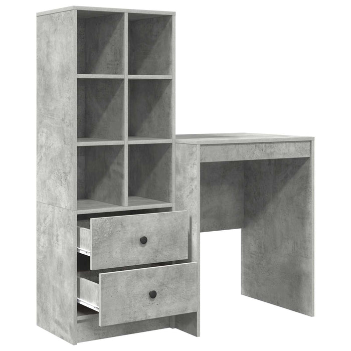 Birou cu sertar cu raft cu depozitare 2 pcs Gri din beton - WALTI WALTI