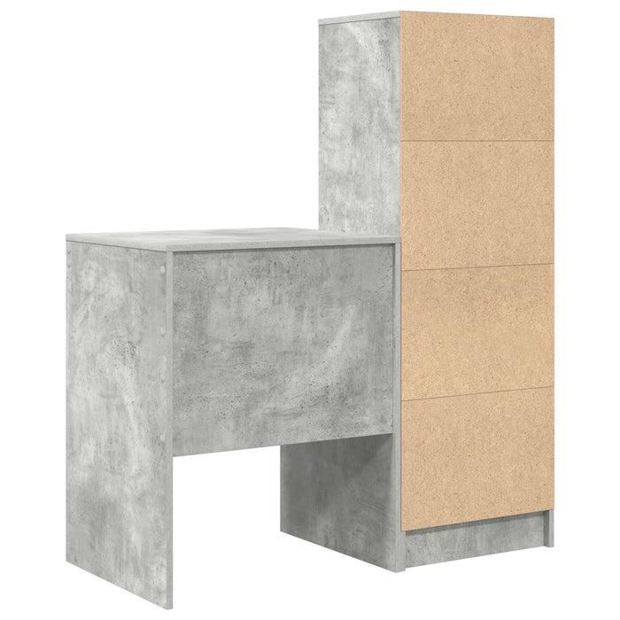 Birou cu sertar cu raft cu depozitare 2 pcs Gri din beton - WALTI WALTI