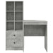 Birou cu sertar cu raft cu depozitare 2 pcs Gri din beton - WALTI WALTI