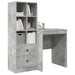 Birou cu sertar cu raft cu depozitare 2 pcs Gri din beton - WALTI WALTI