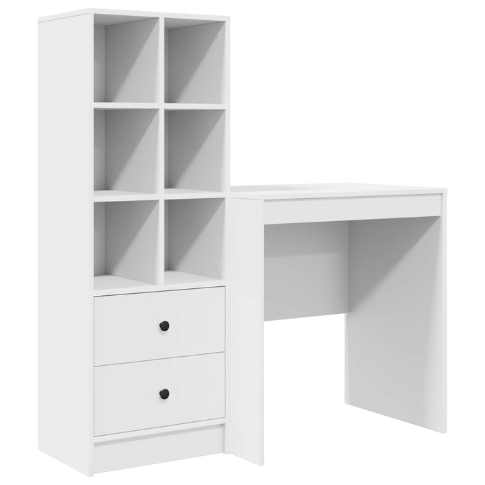 Birou cu sertar cu raft cu depozitare 2 pcs Alb WALTI