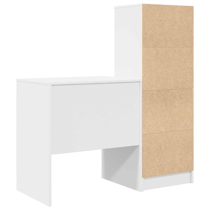 Birou cu sertar cu raft cu depozitare 2 pcs Alb WALTI