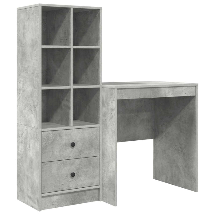 Birou cu sertar cu raft cu depozitare 2 pcs Gri din beton - WALTI WALTI