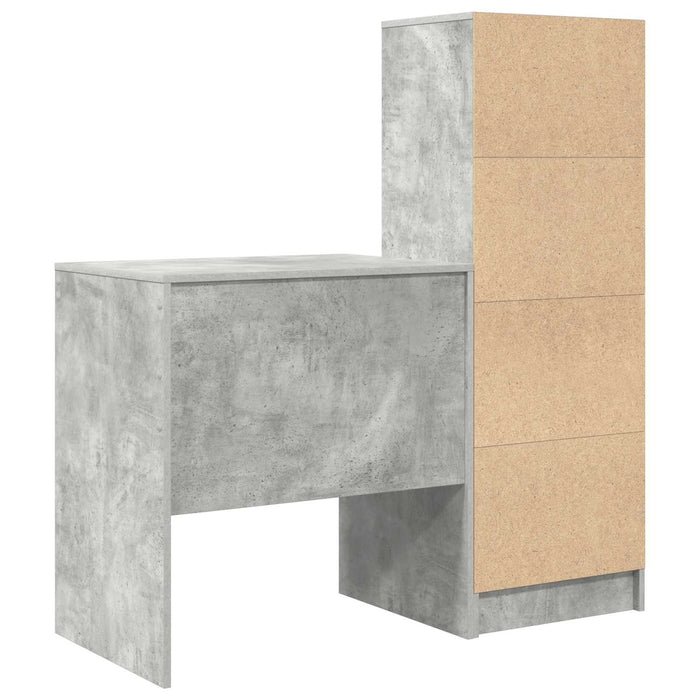 Birou cu sertar cu raft cu depozitare 2 pcs Gri din beton - WALTI WALTI