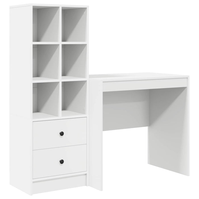 Birou cu sertar cu raft cu depozitare 2 pcs Alb WALTI