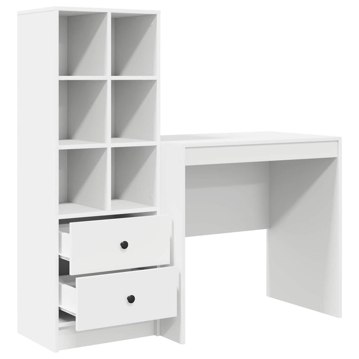Birou cu sertar cu raft cu depozitare 2 pcs Alb WALTI