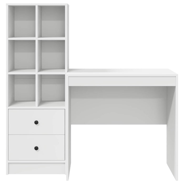 Birou cu sertar cu raft cu depozitare 2 pcs Alb WALTI