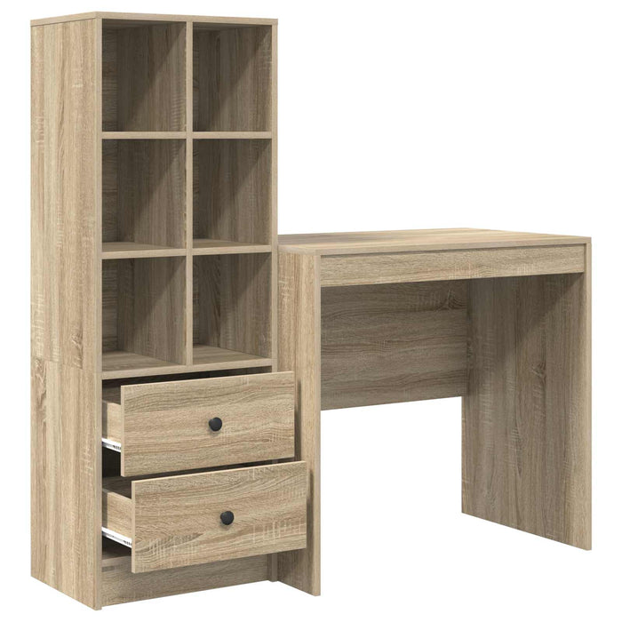 Birou cu sertar cu raft cu depozitare 2 pcs Stejar Sonoma WALTI