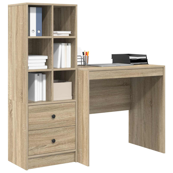 Birou cu sertar cu raft cu depozitare 2 pcs Stejar Sonoma WALTI