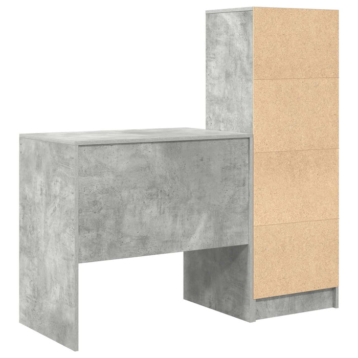 Birou cu sertar cu raft cu depozitare 2 pcs Gri din beton - WALTI WALTI